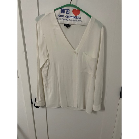 Topshop Tops - Topshop‎ Ivory V-Neck Long Sleeve Blouse Women's Size 12 Casual Career Top